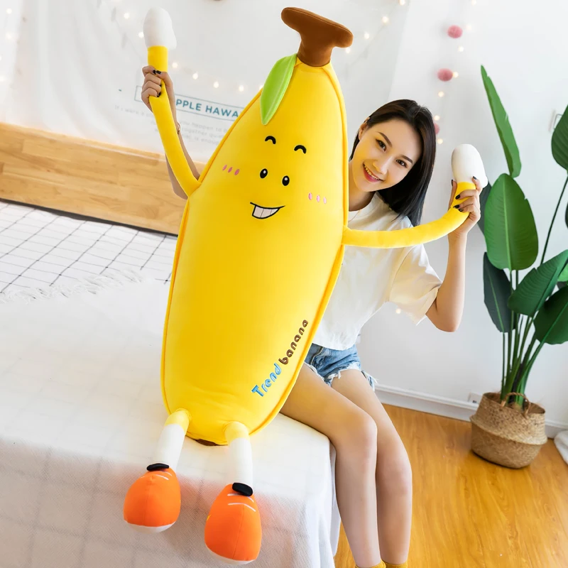 

Hot New 80-130CM Cute Banana Fruit Plush Toys Soft Stuffed Plant Pillow Dolls for Children Sleep Cushion Toy Birthday Gift Kids