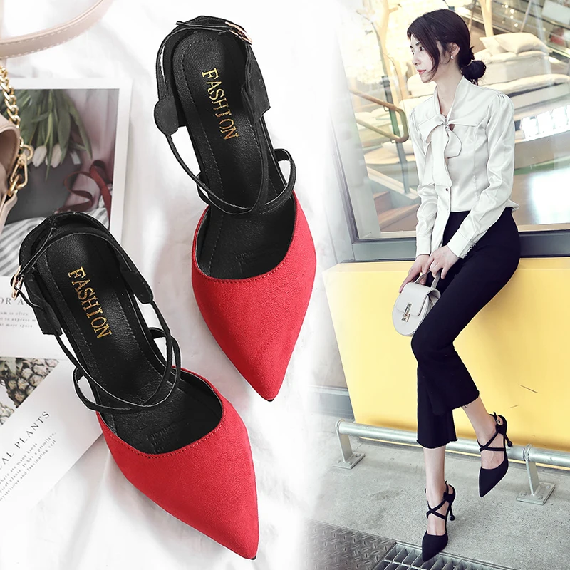 

Elegant Mixed Color Pointed High Heels Small Fresh Wild Stiletto Womens Shoes European and American Party Sexy High-Heel Sandals