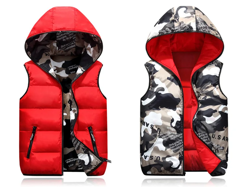 Speed Hiker Autumn Winter Vest Men Both Side Wear Thicken Warm cotton-padded Hooded Camouflage Printed Waistcoat M-5XL