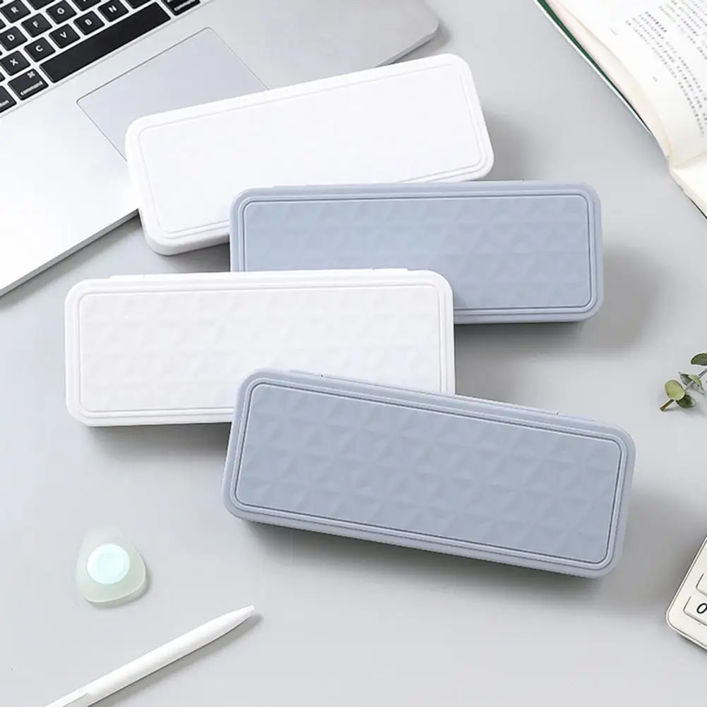 Portable Stationery Case Double-layer Pencil Case Plastic Pencil Box Pencilcase Student Stationery Organizer Pen Box