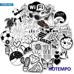 Autocollants de Style Graffiti, 50 pièces, mélange de motifs amusants, noir et blanc, jouets pour enfants, ordinateurs portables, téléphones, bagages, Skateboard 