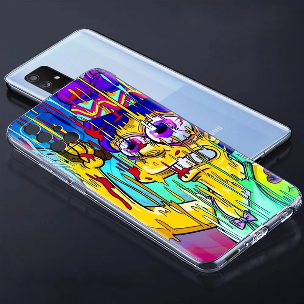 Soft TPU Case For Samsung Galaxy A51 A21s A52 A71 A12 A31 A41 A32 A02s M31 A11 A72 Transparent Phone Cover Cartoon Sim Boy Pons