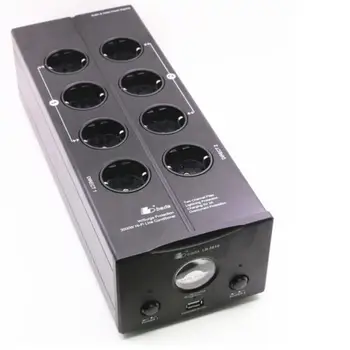 

High-End Audio Noise Filter AC power strip EU plug Power Filter Schuko Socket Power Supply Filter With USB and vu meter shown