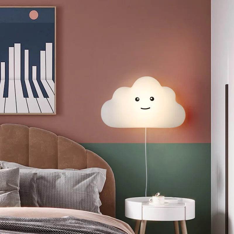 

Nordic Children Room Cloud Wall Lamp Beside Bedroom Light Fixtures Modern Decor Minimalist Sconce Lights with USB Plug 10W