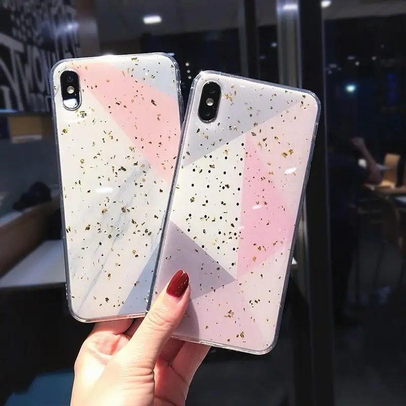 Золото Фольга Bling Мрамор чехол для iPhone X XS Max XR Мягкий ТПУ 7 8 6 S Plus с блестками