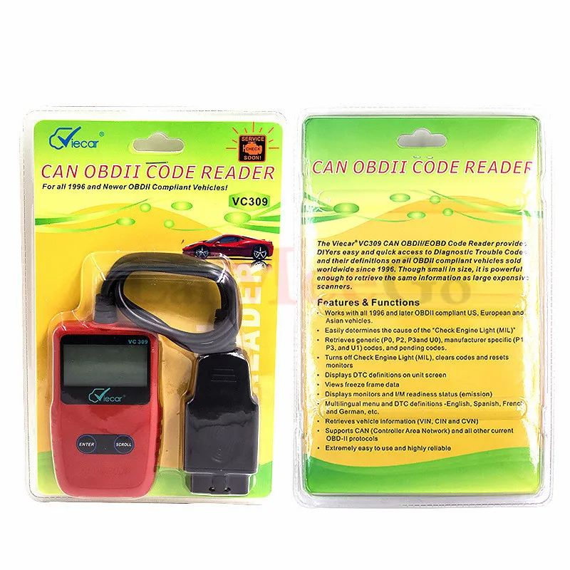 OBD2 Scan Tool Viecar VC309 OBDIIEOBD Code Reader Work With all OBDII Compliant Vehicles Support Multiple Trouble Code Requests (1)