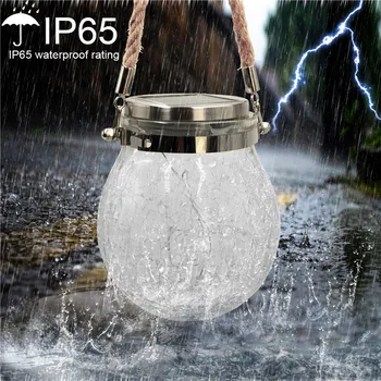 

Solar Crack Hanging round Ball Glass Jar Lights Outdoor Courtyard Tree Decorative Light Copper Lamp LED Christmas Lamp