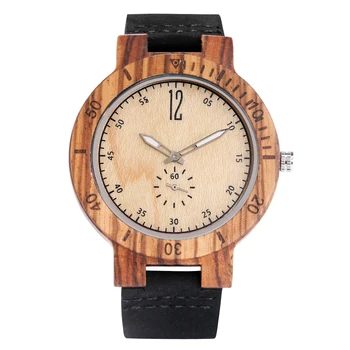 

Durable Quartz Men's Wood Watches Classic Black Leather Wooden Watch Male High Quality Custom Wristwatch erkek kol saatleri