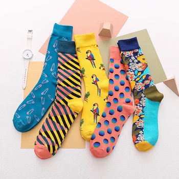 

New Individual Creative Trendy Colored Cotton Socks Men Art British Style Foods Animals Hyperbole Designer Couple socks Long Sox