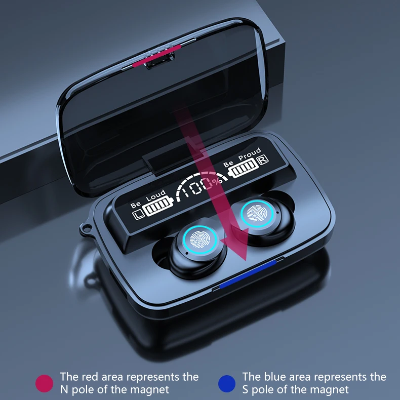 USLION Wireless V5.0 Bluetooth Earphone TWS 9D Stereo Waterproof Earbuds Earphone 2000mAh Charging Box Lightweight Comfortable