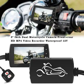 

3 Inch Motorcycle Recorder Wire-controlled Waterproof Motorcycle Video Recorder HD 1080P Front Rear Dual Recording Camera 12V