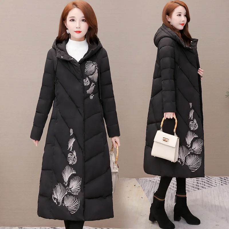 

Cotton-padded Jacket Women's 2019 New Style Mid-length over-the-Knee Loose-Fit Cotton-padded Clothes Fashion Elegant Large Size