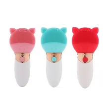 Ультра звуковое электрическое Силиконовое очищающее средство для лица звуковая вибрация для очищения пор для лица Двусторонняя сухая батарея Моющаяся