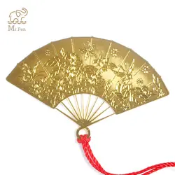 Китайский стиль золотой веер форма закладки винтажная креативная металлическая Закладка для книги детские Студенческие канцелярские