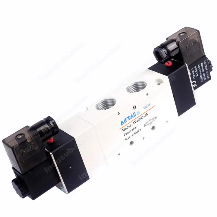 

4V430C-15 5Ports 3Position Dual Solenoid Pneumatic Air Valve 1/2" BSPT three-position five-way