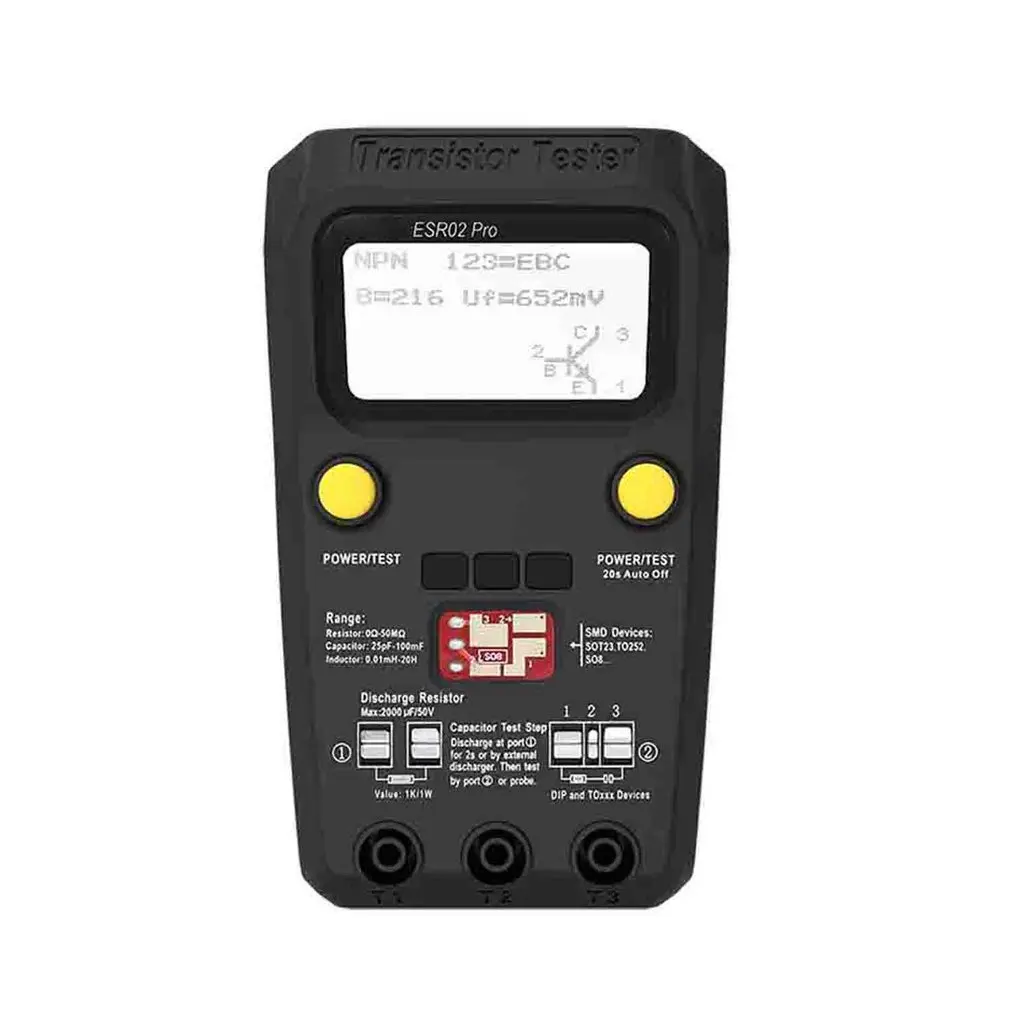ESR02PRO цифровой Транзистор тестер Диод Триод Емкость индуктивность мультиметр SMD компоненты тестер ESR метр