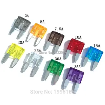 

50pcs/lot Small Auto Fuse Car High Quality Standard Car Fuse Blade 2A 5A / 7.5A / 10A / 15A / 20A / 25A / 30A 35A Mini Car Fuse