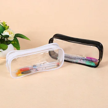 

1 PCS Clear PVC Zipper Pen Pencil Case Big Capacity Pencil Bag Makeup Pouch With Zipper For School Office Stationery