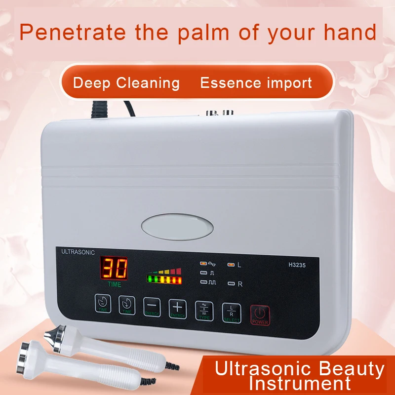  Dual Probe Ultrasound Apparatus Face Whitening Freckle Removal Reduce Wrinkles Facial Massage Instr