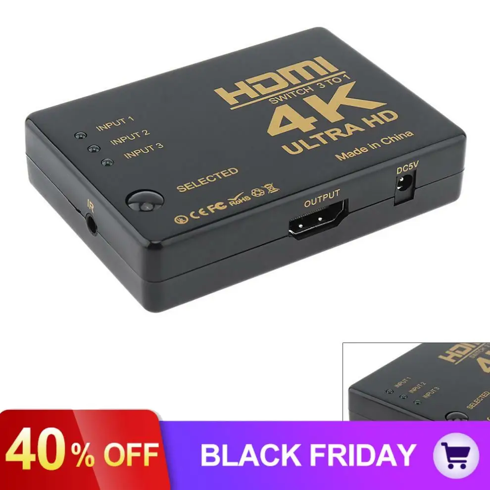 4K Ultra HD HDMI переключатель 3 в 1 коммутатор сплиттер коробка конвертер адаптер подходит для DVD/HDTV/Xbox/PS3/PS4/Xiaomi