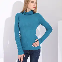 Новый стиль, весенний и осенний свитер, женское платье, пуловер с высоким воротником, женский толстый, умеренный, сплошной цвет, вязаный