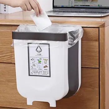 

Folding Waste Bins Kitchen Garbage Bin Foldable Car Trash Can Wall Mounted Trashcan For Bathroom Toilet Waste Storage Cleaning