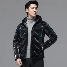 Мужской канадский пуховик, канадский Зимний пуховик из искусственной кожи, блестящая повседневная куртка с капюшоном, однотонная плотная куртка, Doudoune Homme Ropa, модная новинка