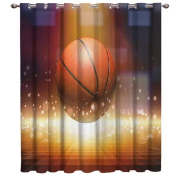 

Basketball Game Sport Radial Room Curtains Large Window Curtain Rod Living Room Kitchen Drapes Fabric Kids Curtain