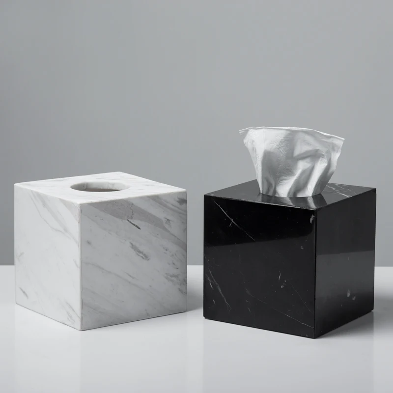 Free shipping Natural Stone Marble Tissue Box Holder with Removable Transparent Bottom | Дом и сад