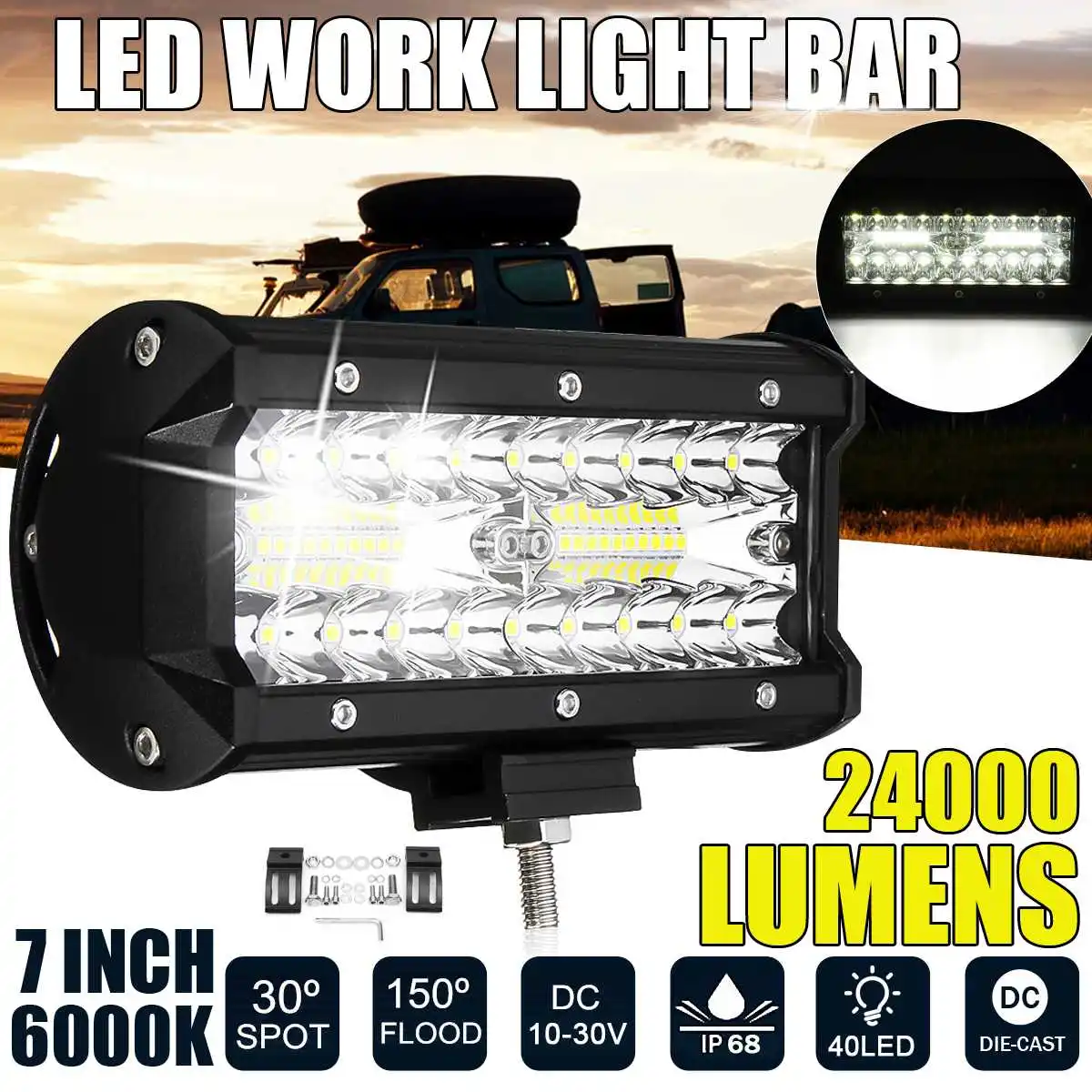 7 Inch 300w Combo Led Light Bars Spot Flood Beam 4x4 Spot 12v 24v Led Headlight For Auto Boats Suv Atv Light Light Bar Work Light Aliexpress