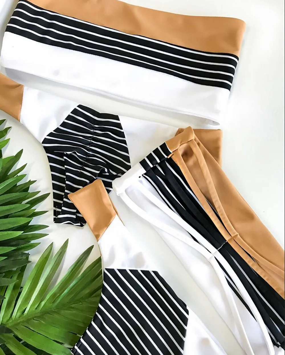 Womail Sexy Bandeau Bikini Set Swimsuit Popular Swimming Suit Biquini Stripe High Quality Swimwear Women Fashion Beachwear 113