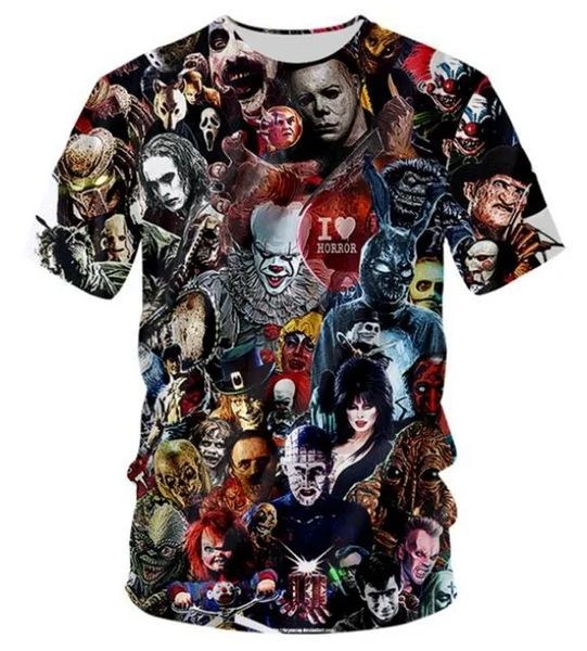 

New Fashion 3D Print Horror Movie Characters T-shirts for Men/Women