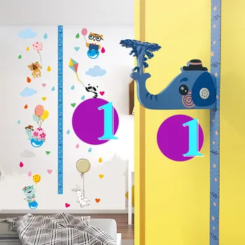

Wall Stickers Removable Children 3D Height Chart Measure Wall Sticker Decal for Kids Baby Room Cartoon Cute Wall Srickers