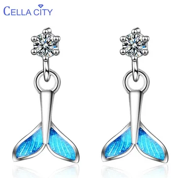 

Cellacity Chic Silver 925 Jewelry with Gemstones Blue Opal Earrings for Women Zircon Temperament Female Accessory Party Gift