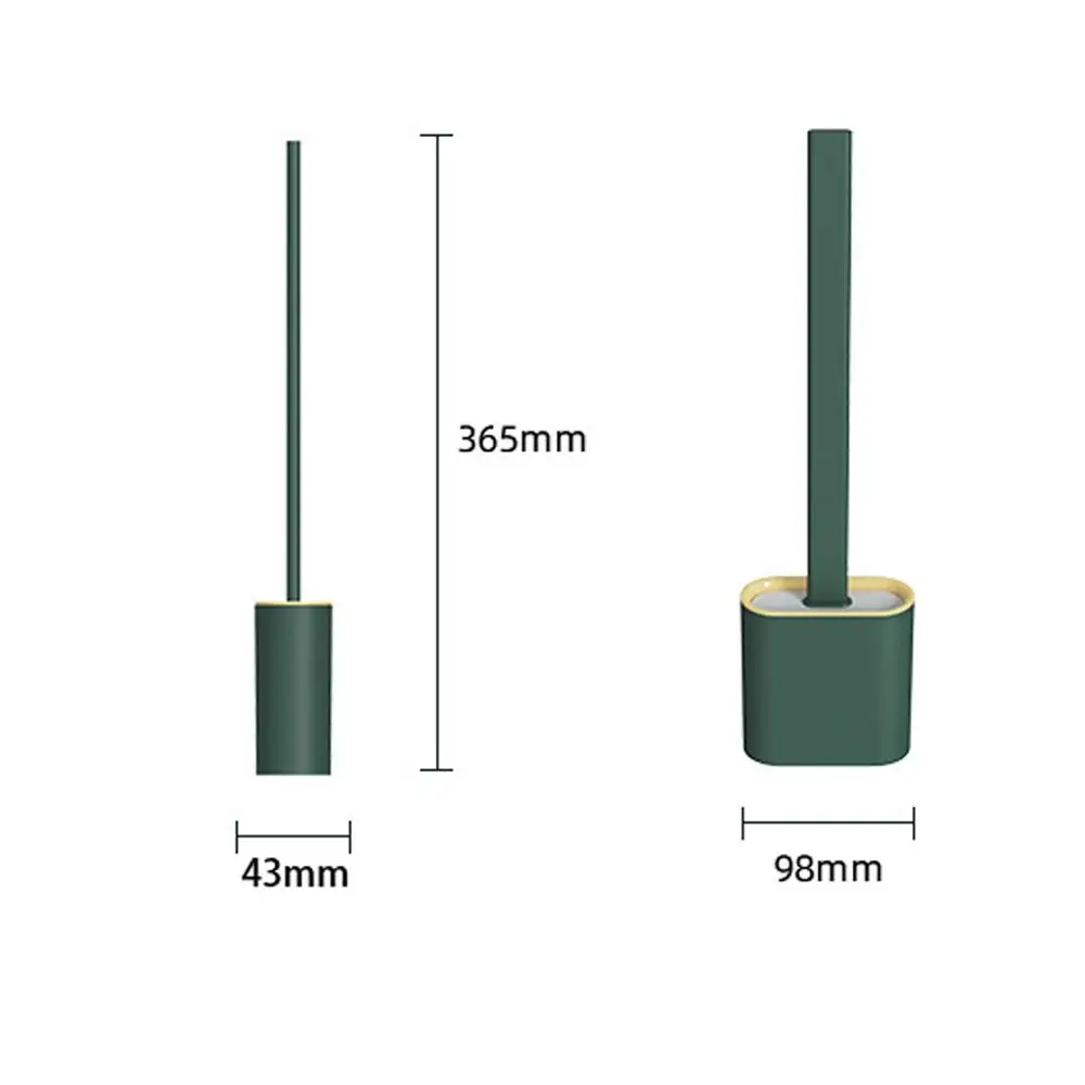 Bathroom Accessories Set Silicone Wc Toilet Brush Wall Mounted Flat Head Flexible Soft Bristles With Quick Drying Holder