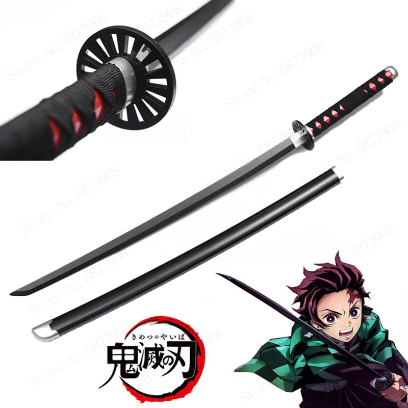 100cm Demon Slayer Katana wood Sword Weapon Props Cosplay Tanjirou Samurai Bamboo blade Ninja Espada Toys For | Игрушки и хобби