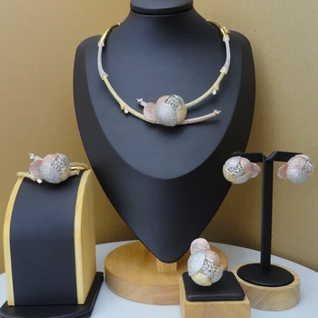 

Yuminglai Luxury Brass Cubic Zircon Jewelry Sets for Women Wedding Bridal FHK8584