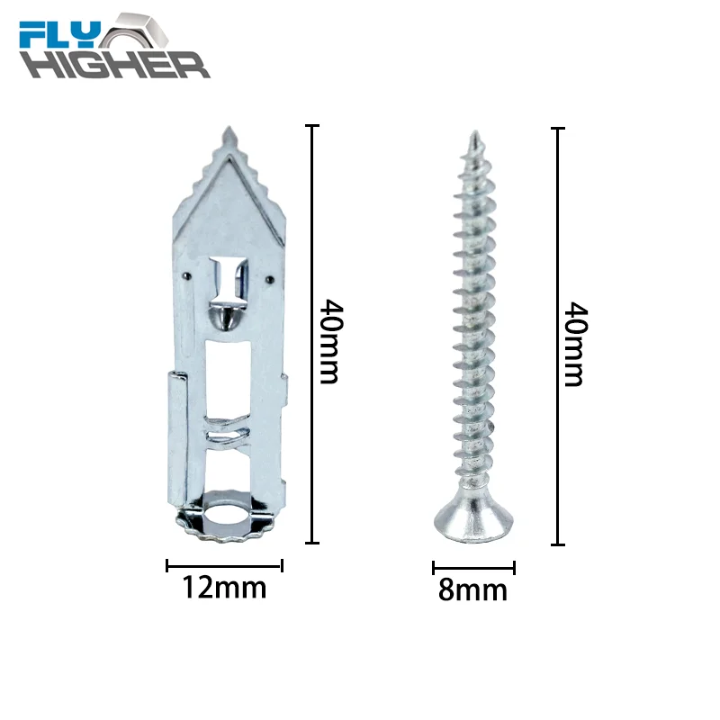 NEW Long type Hammer drive Plasterboard Insulation board Fixing / Safety nail-in anchor with screw 100pcs/pack