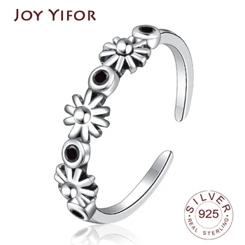 

S925 Sterling Silver Ring Woman Models Sweet Korean Version Retro Birthday Gift Simple Open Joints Ring Silver Jewelry