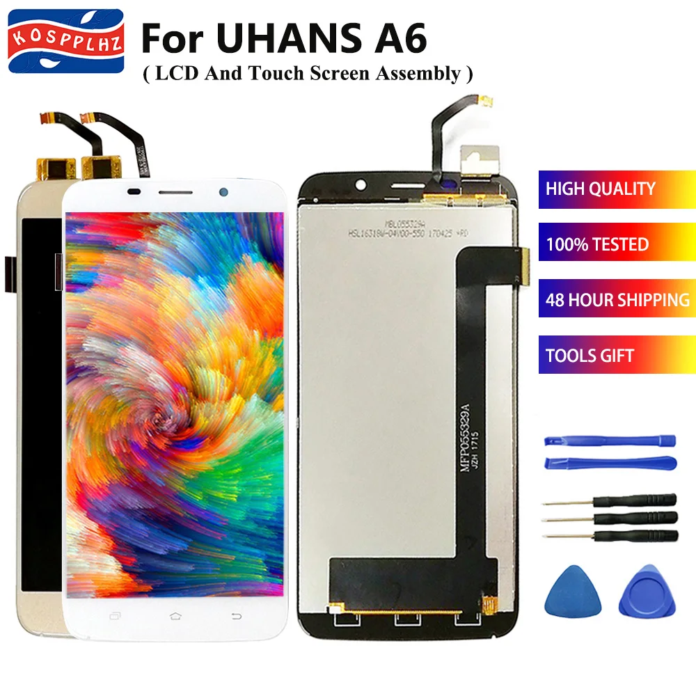 ЖК дисплей 5 дюйма для Uhans A6 и дигитайзер сенсорного экрана стеклянная панель в