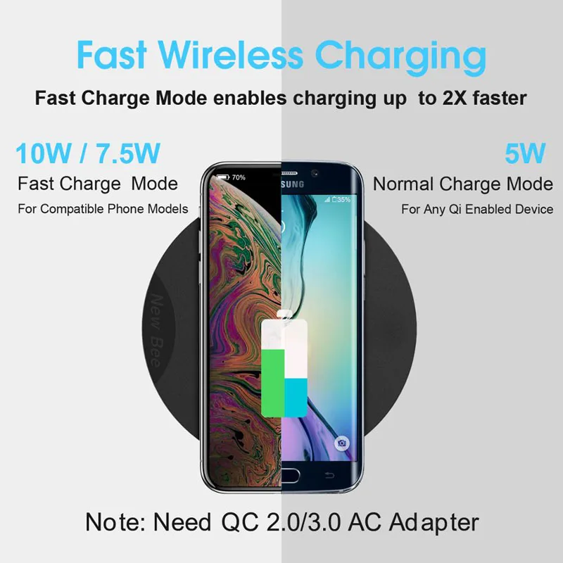 Headphone Stand with Wireless Fast Charging Aluminum Headset Holder Smart Phone Charger Adapter for ios Android