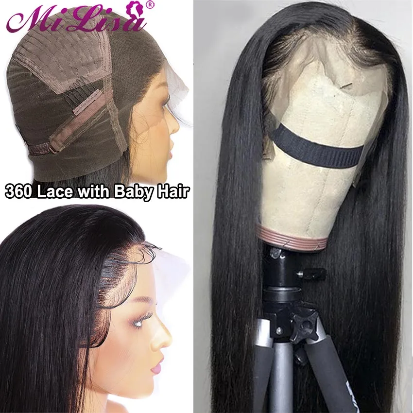 

360 Lace Frontal Wig Pre Plucked With Baby Hair Remy Brazilian Straight Wig Lace Frontal Human Hair Wigs For Black Women Mi Lisa