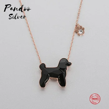 

PANDOO Fashion Charm Pure 925 Silver Original 1:1 Copy, Poodle Cute Funny Pendant Necklace Female Luxury Jewelry Gifts