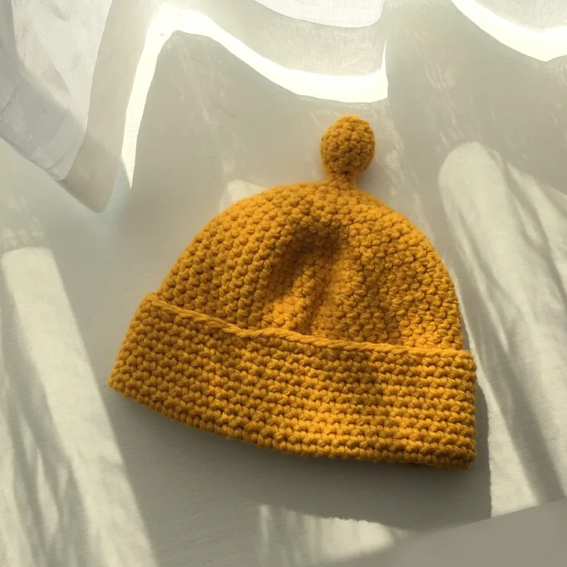 Knit hat women autumn and winter new knitted hat wild ear tip pointed hat couple warm student Korean cold cap Skullies beanies - Цвет: Цвет: желтый