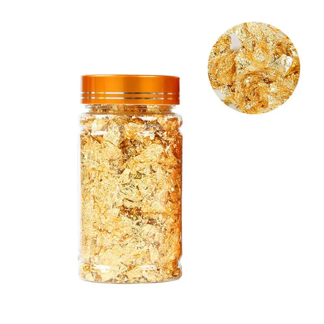 3g Decorative Gold Leaf Flakes Foil Leaf Imitation Sequins Glitters Craft Sheets Bulk Foil Paper for Gilding DIY Nail Art Decor gold