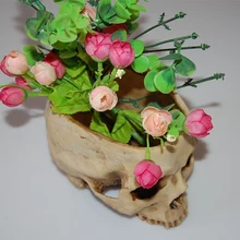 16.5cm Human Skull Design Flower Pot Planter Container Home Bar Decor 3 Styles Resin Planter Flower Pots Home Office Garden Punk