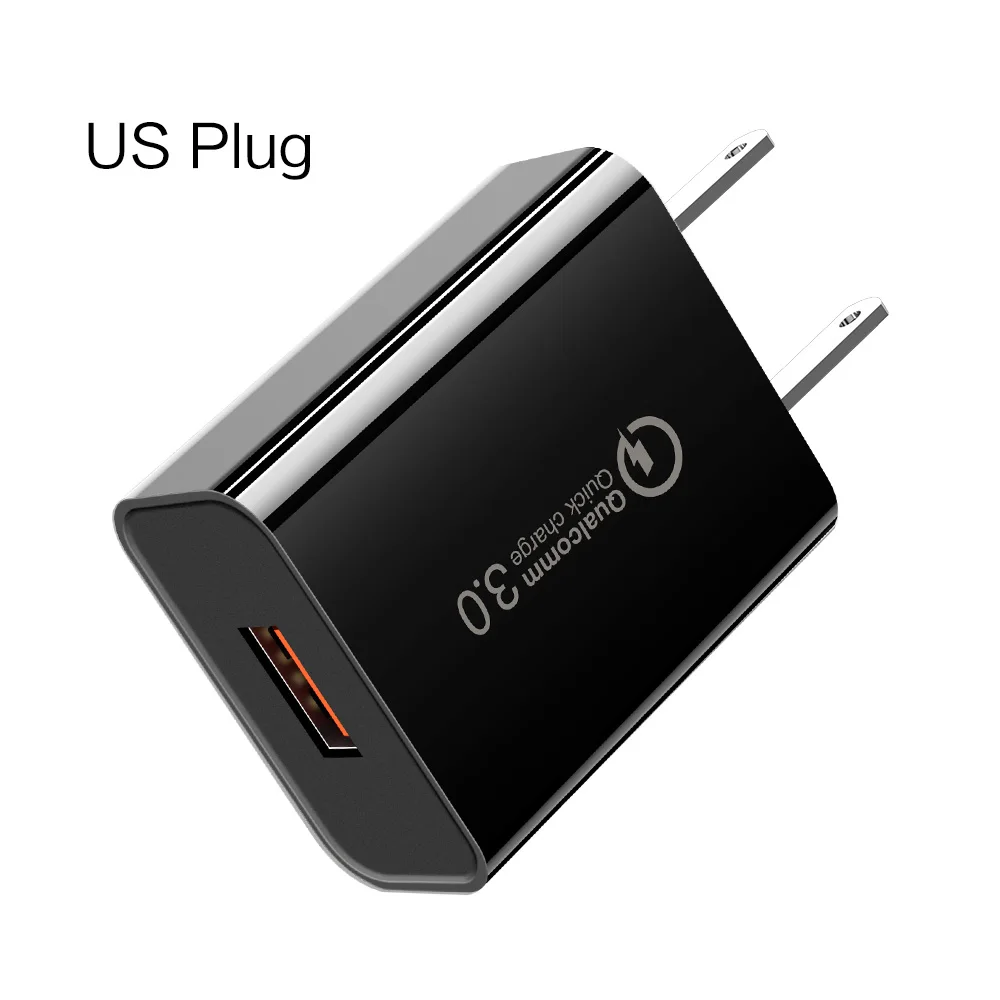 KISSCASE ЕС США Быстрая зарядка сетевой адаптер QC 3,0 18 Вт Зарядное устройство для сотового телефона iPhone samsung Xiaomi huawei USB быстрое зарядное устройство - Тип штекера: Black US Plug