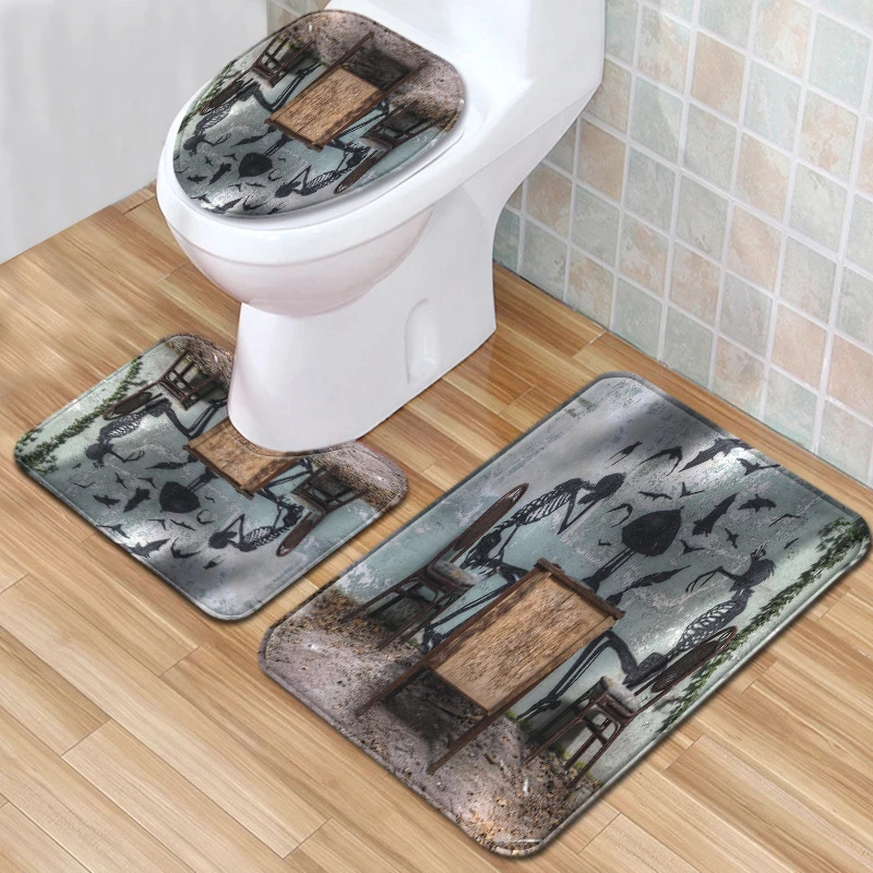 3 Piece Set Nordic Bath Mat Set Bathroom Toilet Shower Room Decoration Rug Carpets Memory Foam Skull Bathroom Bath Mat Sets Bath Mats Aliexpress