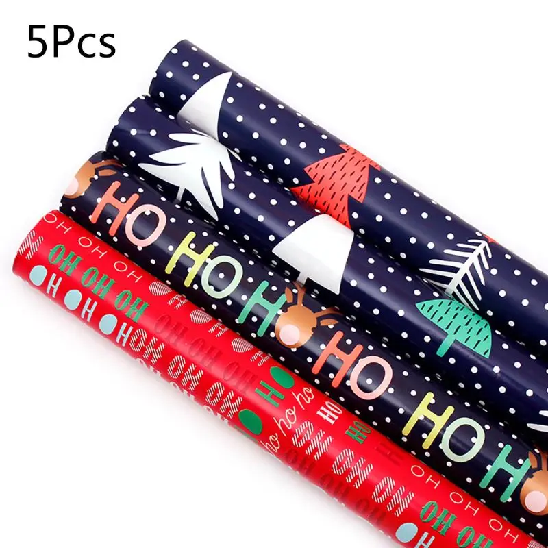 

5pc Christmas Gift Wrapping Paper Cartoon Pattern Packing Paper Party Supplies