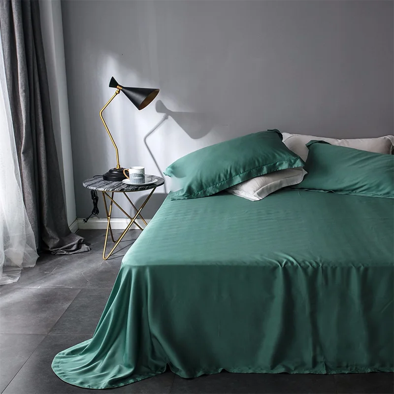 Luxury 100% Tencel Silk Bedding Set cool silky solid color Healthy Skin Duvet Cover Set Flat Sheet Pillowcase Queen King Bed Set